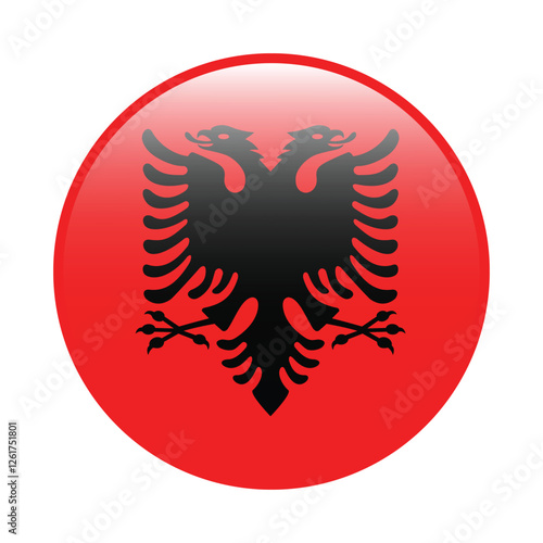 Albania circle flag logo icon digital vector illustration