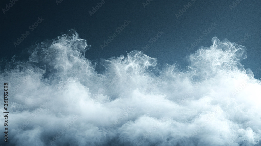Fototapeta premium Dramatic white smoke cloud formation against dark moody sky with ethereal atmospheric lighting in minimalist nature photograph