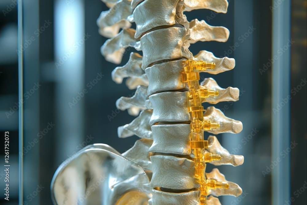 Fototapeta premium Detailed visualization of lumbar spine injection focusing on epidural treatment.