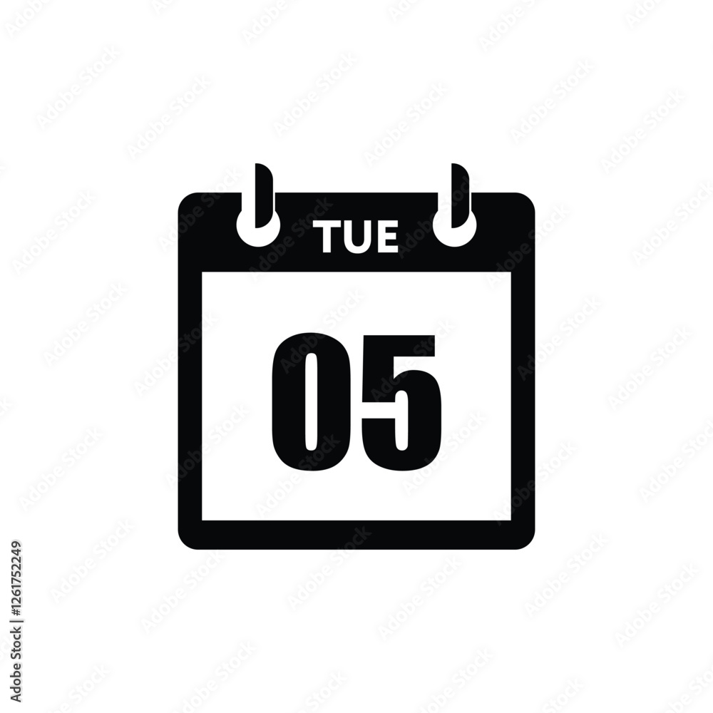calender icon, 05 tuesday icon with white background calender icon, 05 tuesday icon with white background