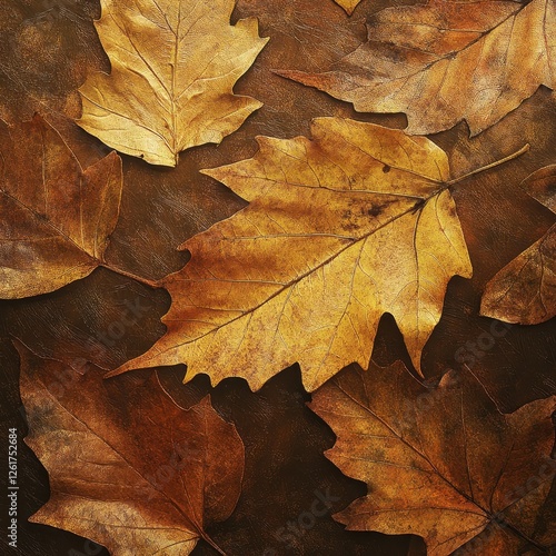 Fallen autumn leaves in warm brown and golden hues