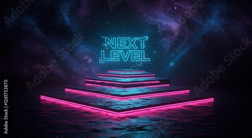 Next Level Wallpaper - Futuristic Neon Gaming Progress Concept