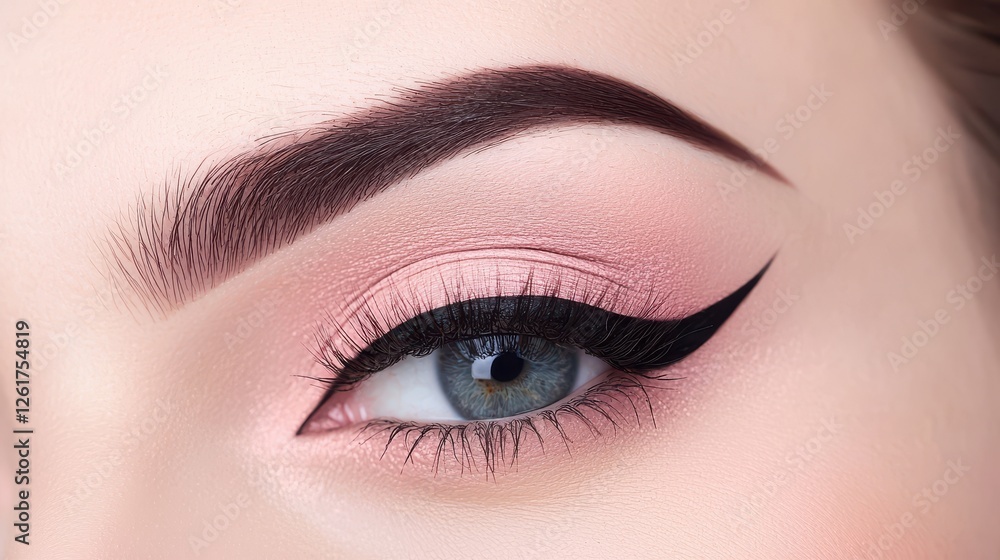 Obraz premium Eyebrow fashion arched expression concept. Elegant Arched Eyebrows with Soft Feathered Makeup Details for a Flawless Glamorous Look