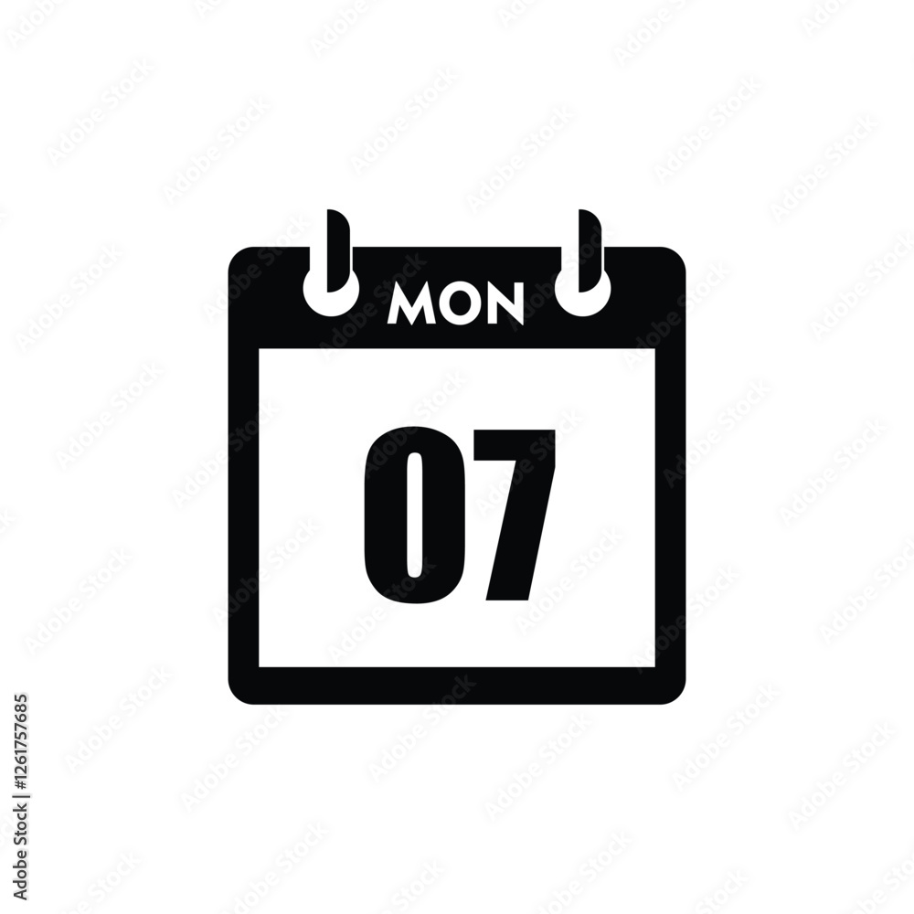 calender icon, 07 monday icon with white background calender icon, 07 monday icon with white background