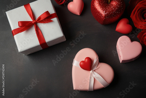 heart shaped gift box with ribbon