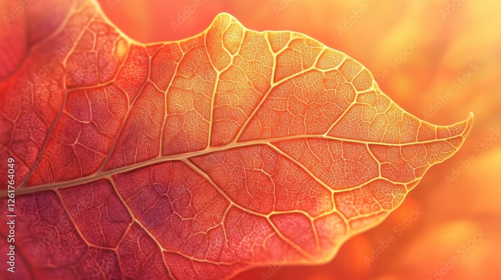 Fototapeta premium Close up image of a vibrant autumn leaf detail