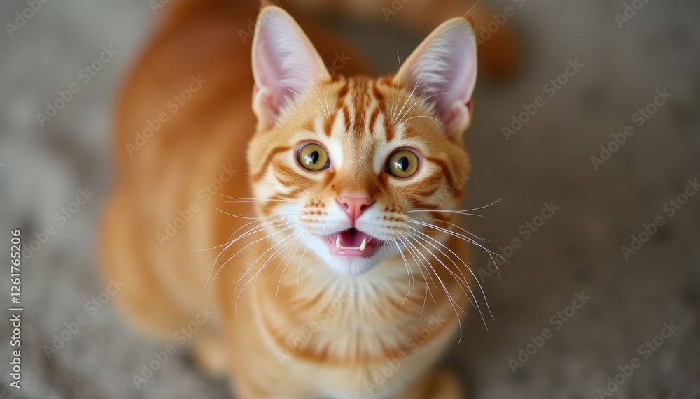 Cute smiling kitten with a charming expression, Ginger fur adds to the cat's beauty. Cute smiling kitten with a charming expression, Ginger fur adds to the cat's beauty.