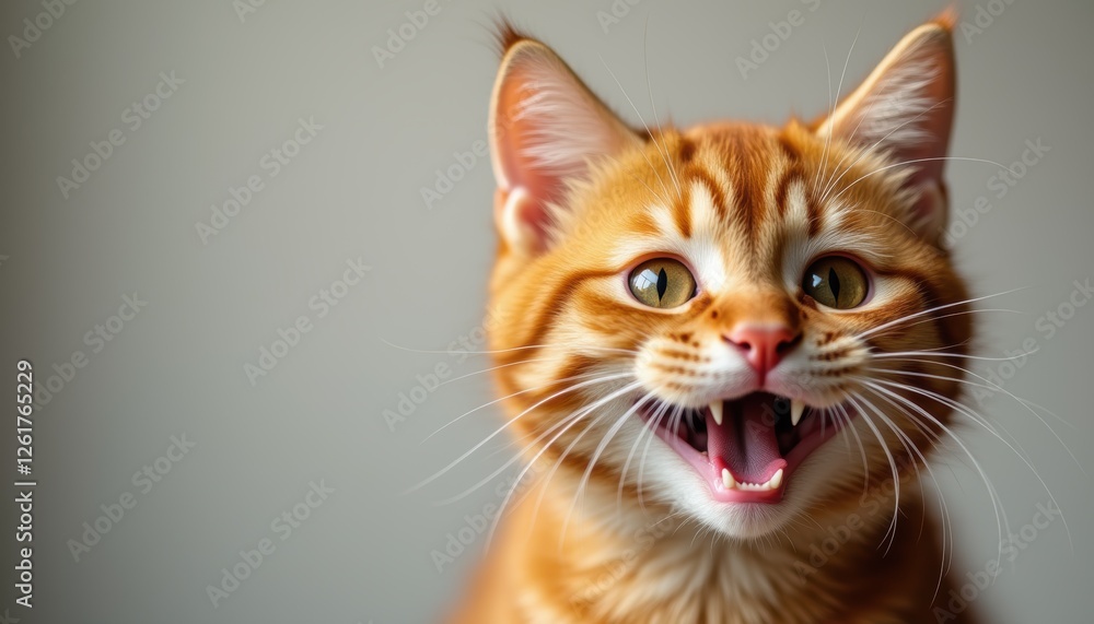 Funny smiling cat with a cute expression, Ginger fur adds to the cat's charm. Funny smiling cat with a cute expression, Ginger fur adds to the cat's charm.