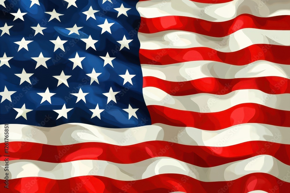 Fototapeta premium A stylized depiction of the american flag waving gently