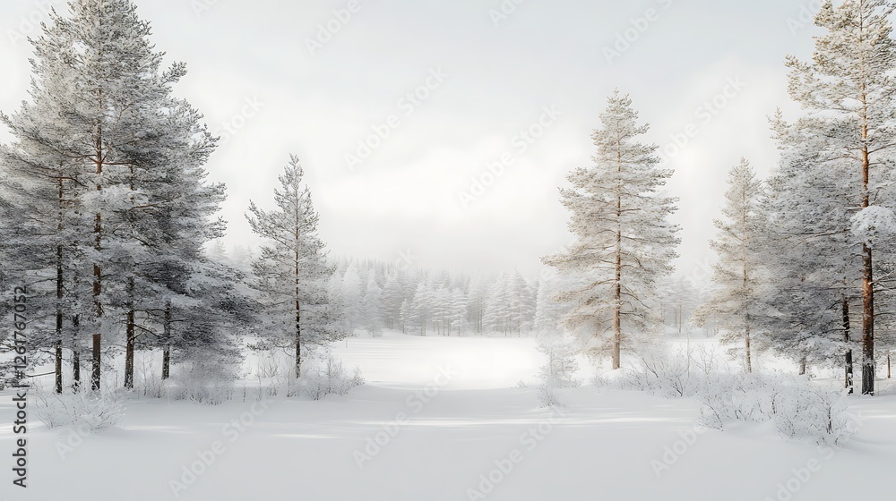 Winter Wonderland: Enchanting Snow-Covered Pines and Frozen Lake Winter Wonderland: Enchanting Snow-Covered Pines and Frozen Lake