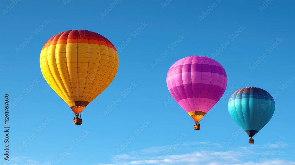 Fototapeta premium Colorful hot air balloons in clear blue sky