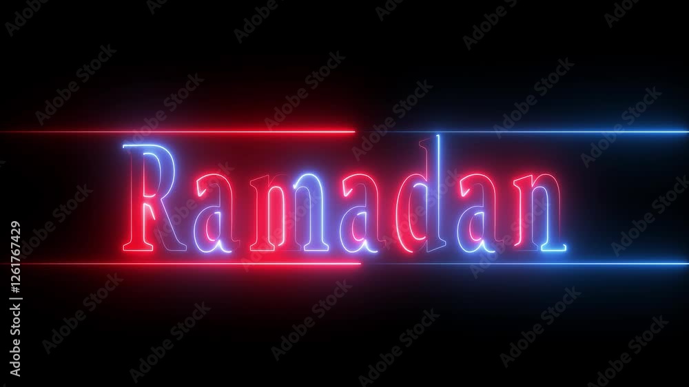 Ramadan text animation with neon effect. Ramadan text animation with neon effect.
