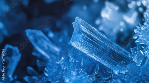Stunning Closeup of Icy Blue Crystals Macro Photography Glacial Formation Winter Wonderland Frozen Beauty