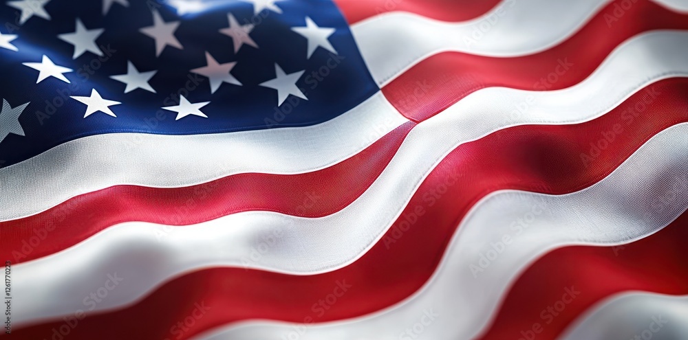 Obraz premium Waving american flag displaying stars and stripes in detail