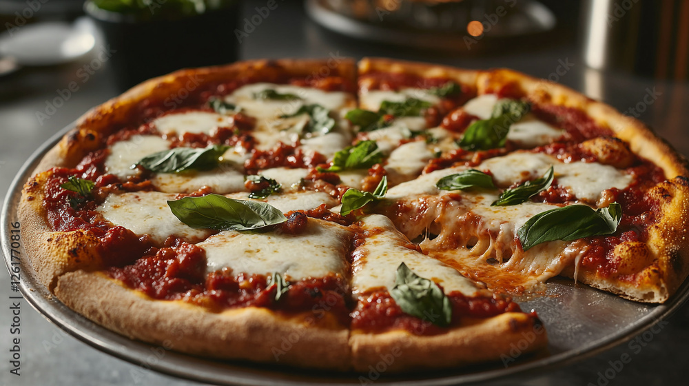 Delicious Homemade Margherita Pizza Slices Basil Cheese Tomato Sauce Italian Food Hot Meal Lunch Delicious Homemade Margherita Pizza Slices Basil Cheese Tomato Sauce Italian Food Hot Meal Lunch