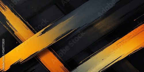 Abstract orange, black, grey paint strokes. Background design