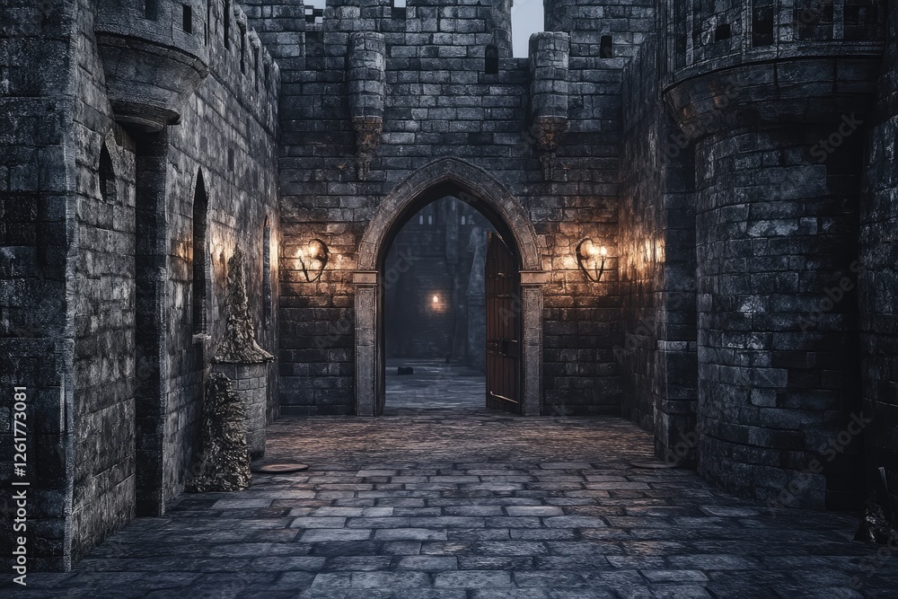 Dark Castle Passageway Leading to Inner Courtyard Dark Castle Passageway Leading to Inner Courtyard