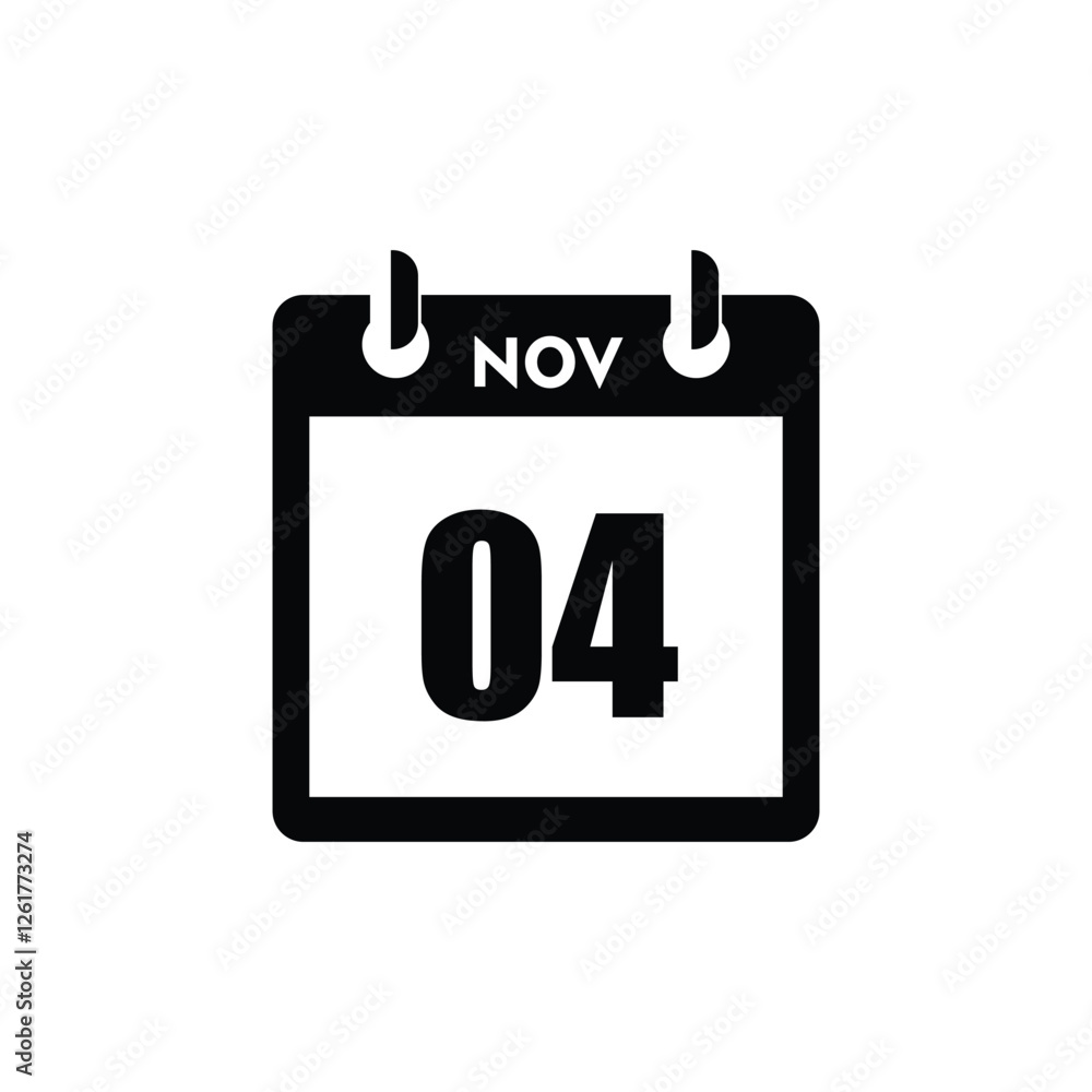 calender icon, 04 november icon with white background calender icon, 04 november icon with white background