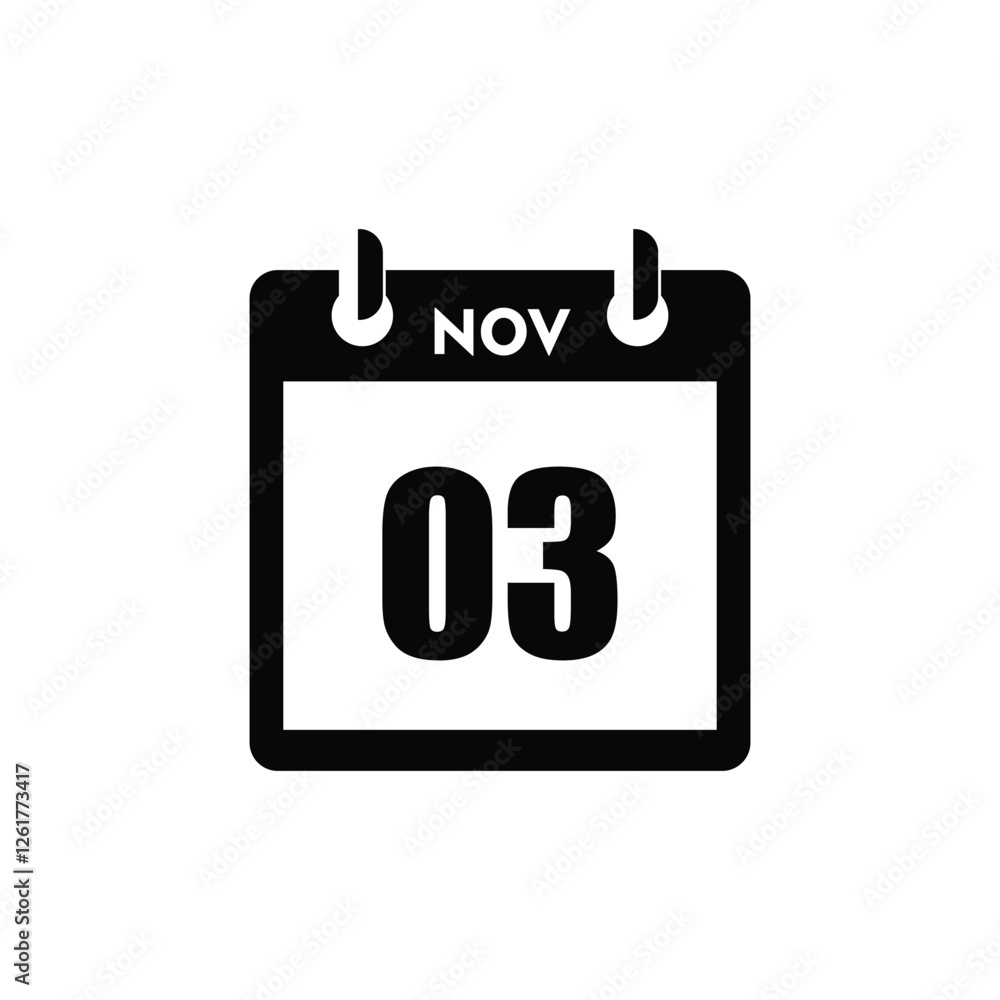 calender icon, 03 november icon with white background calender icon, 03 november icon with white background