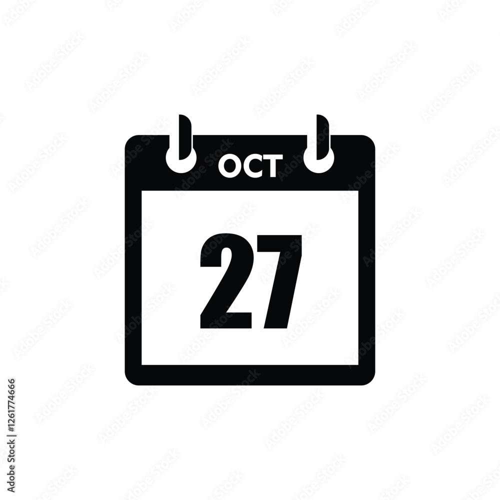 calender icon, 27 october icon with white background calender icon, 27 october icon with white background