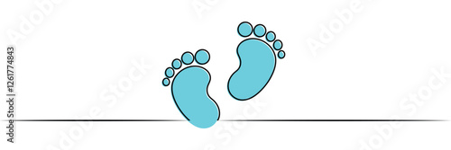 New born, pregnant or coming soon footprints shoes and shoe sole. Kids or baby feet and foot steps Fun vector footsteps icon for print. Love heart blue boy or pink girl sign on white back ground eps20
