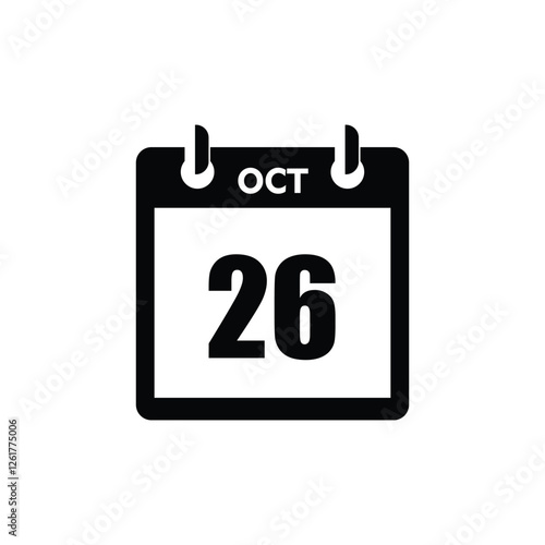 calender icon, 26 october icon with white background