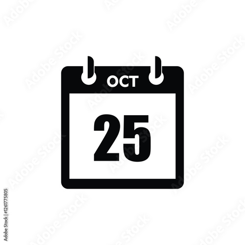 calender icon, 25 october icon with white background