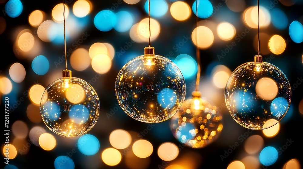 Warm glowing orbs softly illuminate a dark festive background. AI Generated Warm glowing orbs softly illuminate a dark festive background. AI Generated
