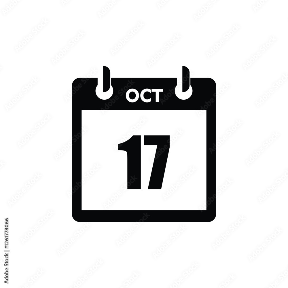 calender icon, 17 october icon with white background calender icon, 17 october icon with white background