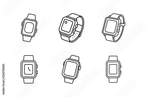 smartwatch icon line art vector illustration