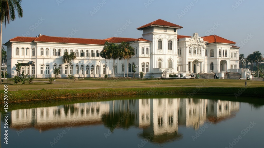 Fototapeta premium Magnificent Reflection: The Museum's Serenity