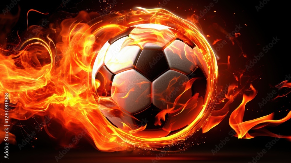 Naklejka premium Illuminated Fiery Football Laces Representing Competitive Heat - 3D Rendering