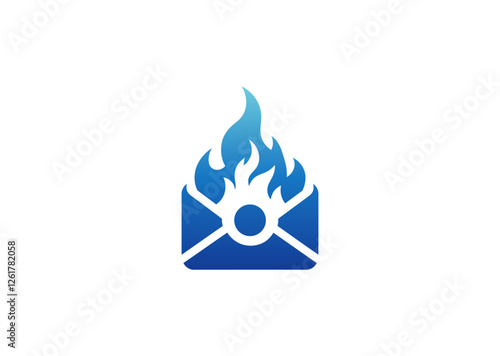 A burning email logo symbolizing urgency, passion, and fast communication.