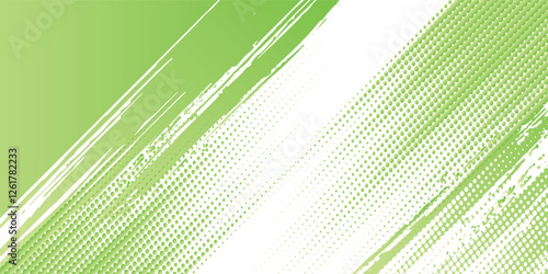 Abstract Sports Background with Green and Yellow Gradient Brushstrokes and Halftone Effect. Dynamic Grunge Background. Scratch and Texture