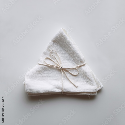 Wallpaper Mural Neatly folded white napkin tied with string on a light gray background Torontodigital.ca