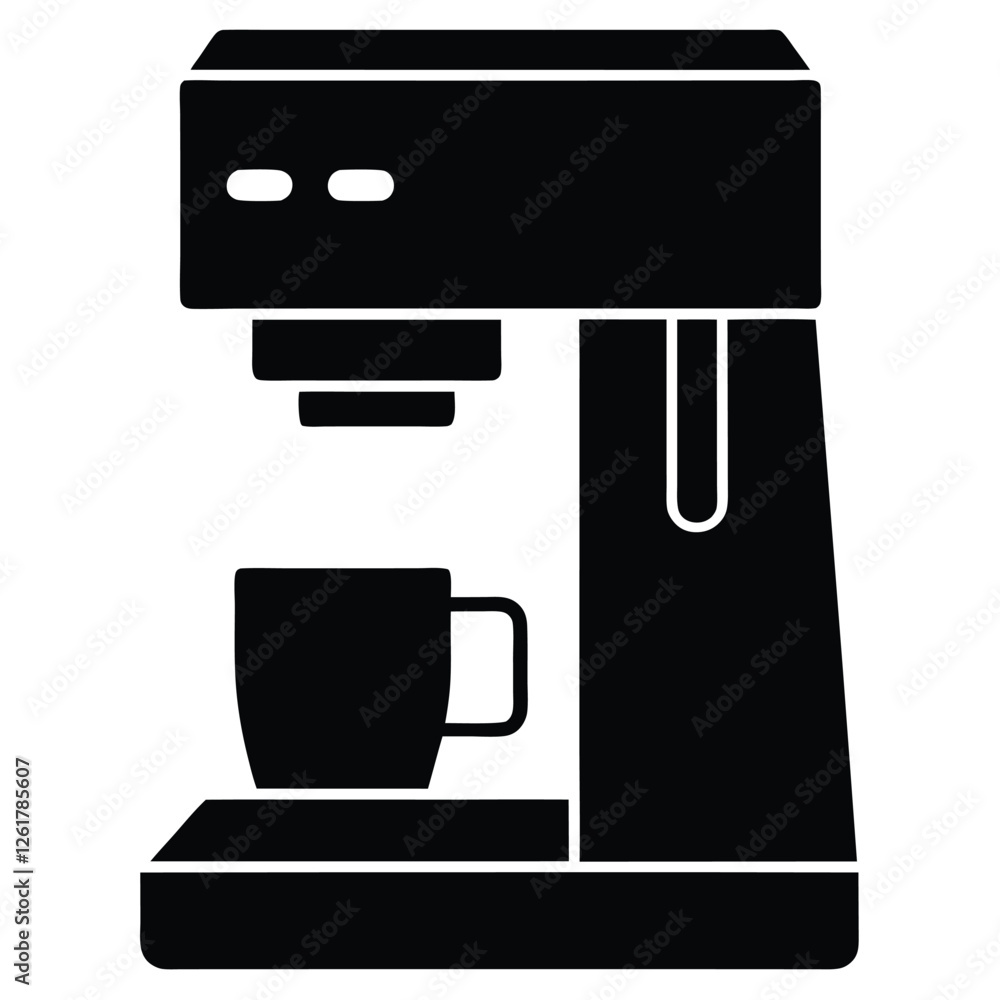 Modern Coffee Machine Vector, Automatic Coffee Maker with Cup Modern Coffee Machine Vector, Automatic Coffee Maker with Cup