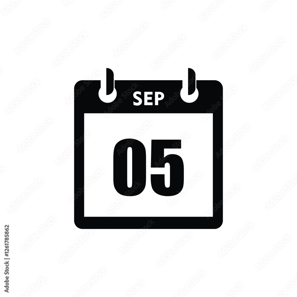 calender icon, 05 september icon with white background calender icon, 05 september icon with white background