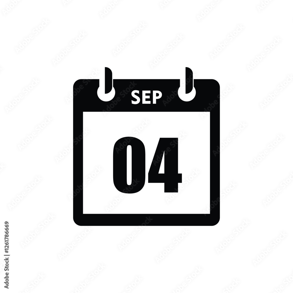 calender icon, 04 september icon with white background calender icon, 04 september icon with white background