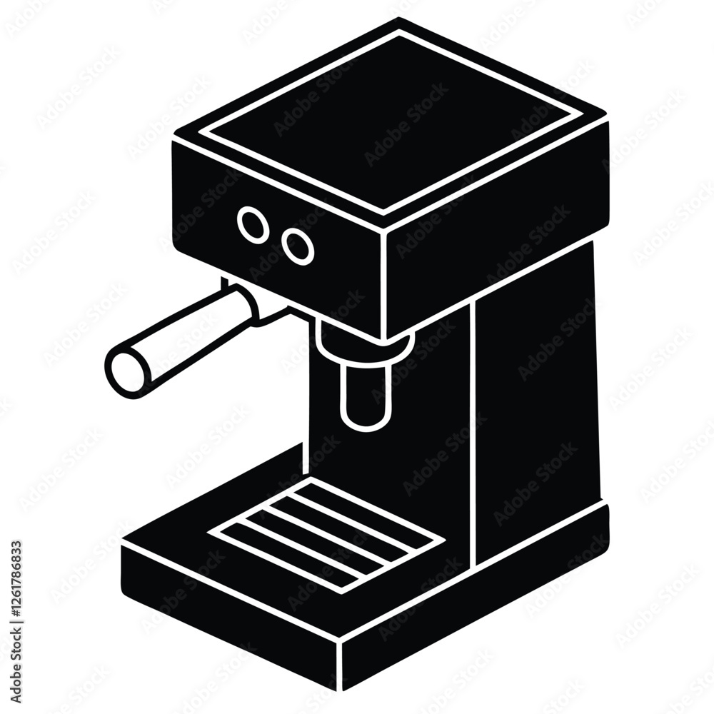 Modern Coffee Machine Vector, Automatic Coffee Maker with Cup