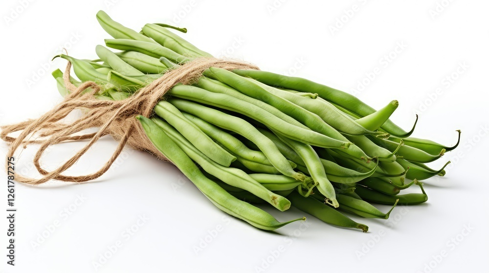 twine green beans on white background twine green beans on white background