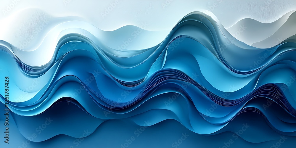 Fototapeta premium Abstract blue ocean waves, calming background, serenity