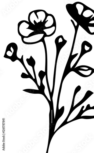 Minimalist wildflower line art illustration, single continuous line