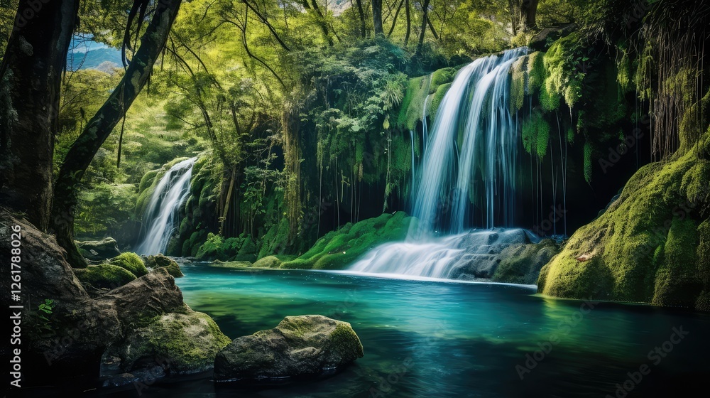 Fototapeta premium turquoise blue and green water color