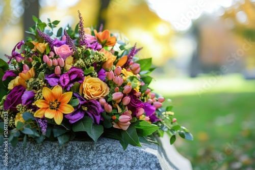 Wallpaper Mural Vibrant Autumnal Flower Arrangement on Granite Torontodigital.ca