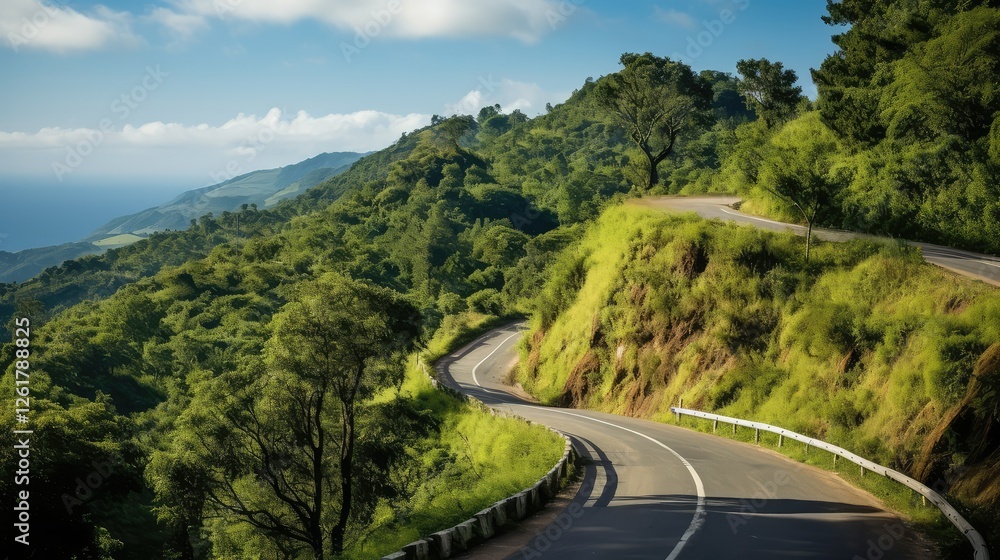 Fototapeta premium narrow up hill road