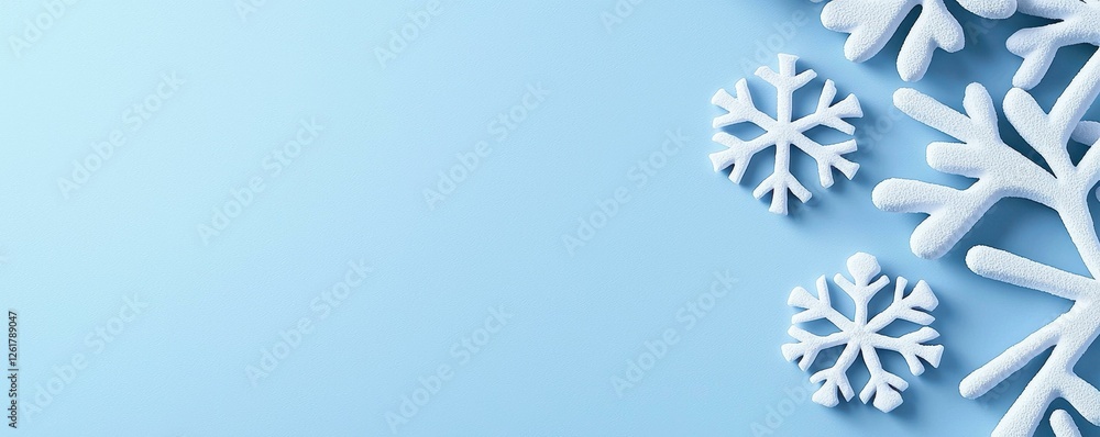 Naklejka premium Winter Snowflakes on Light Blue Background