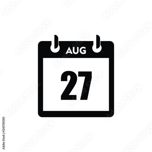 calender icon, 27 august icon with white background