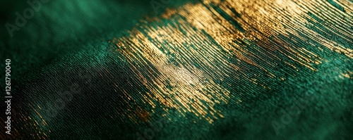 Emerald Green and Gold Abstract Streak Texture Design