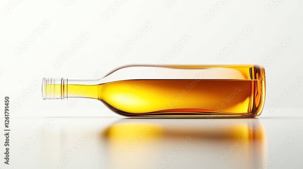 Fototapeta premium Empty Glass Bottle Lying on White Surface