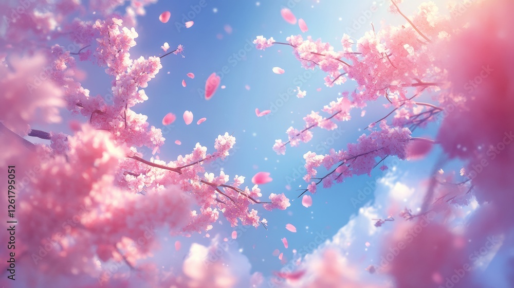 Dreamy Cherry Blossom Canopy Sky View in Soft Pastel Hues Romantic and Delicate Floral Display Dreamy Cherry Blossom Canopy Sky View in Soft Pastel Hues Romantic and Delicate Floral Display